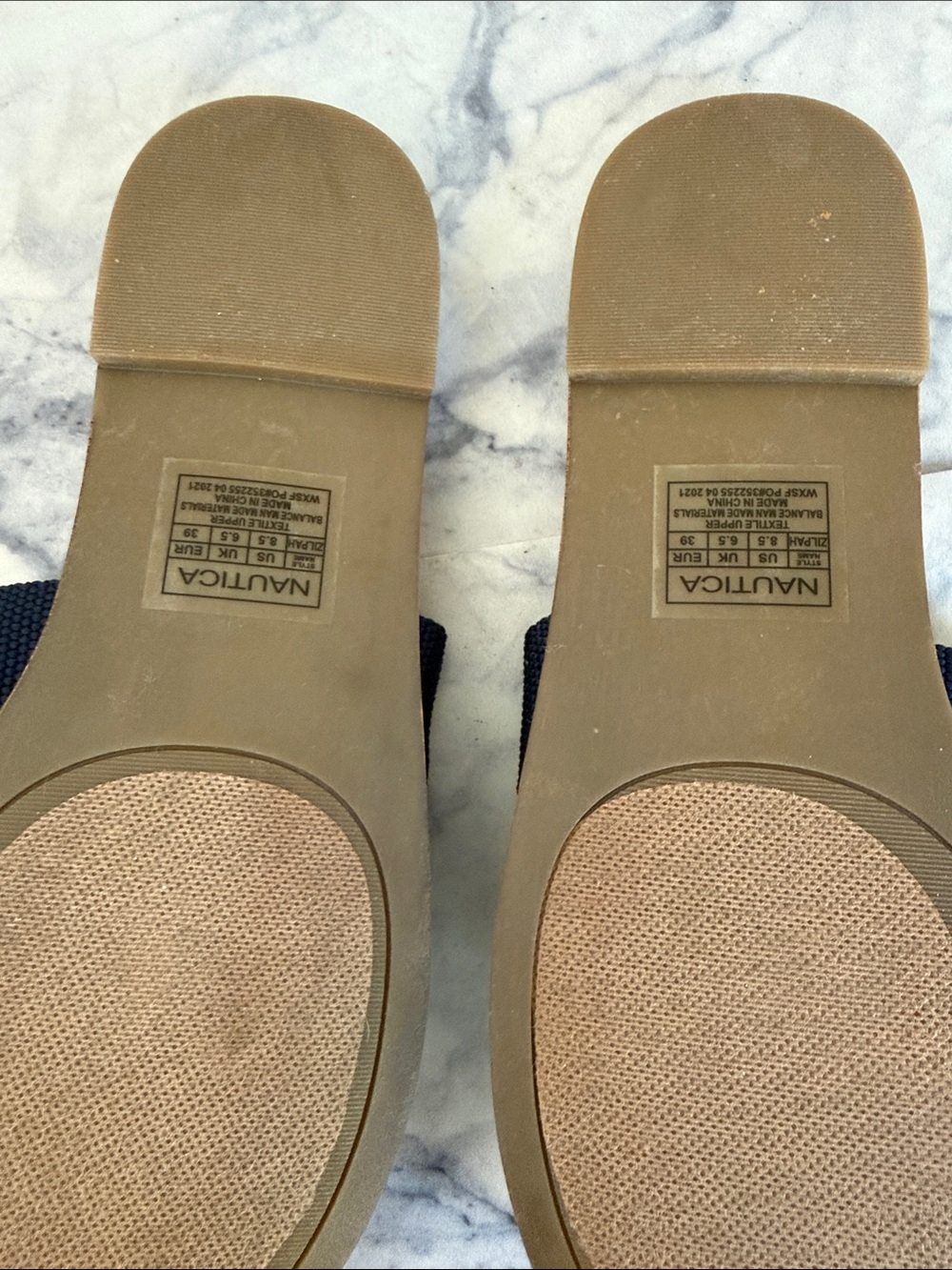 Nautica Navy and Tan Crossband Slide Sandals - Picture 2 of 6